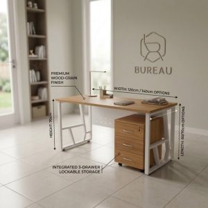 Bureau Modern Executive Desk with 3-Drawer Storage (ইন্টিগ্রেটেড ৩-ড্রয়ার অফিস টেবিল)