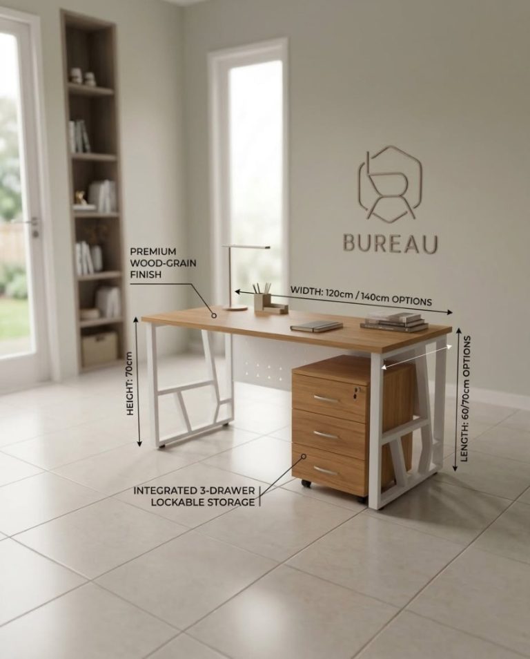 Bureau Modern Executive Desk with 3-Drawer Storage (ইন্টিগ্রেটেড ৩-ড্রয়ার অফিস টেবিল)